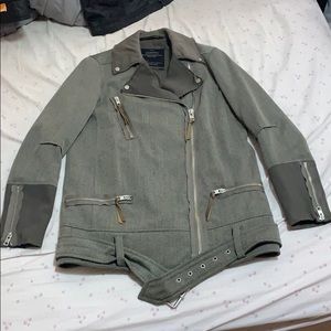 All Saints Zulia Biker Jacket in Khaki Green US 2